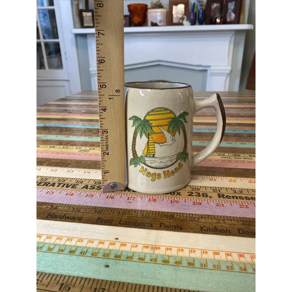VINTAGE Outer Banks NC Nags Head Ceramic Beer Stein Coffee Mug OBX Hatteras
